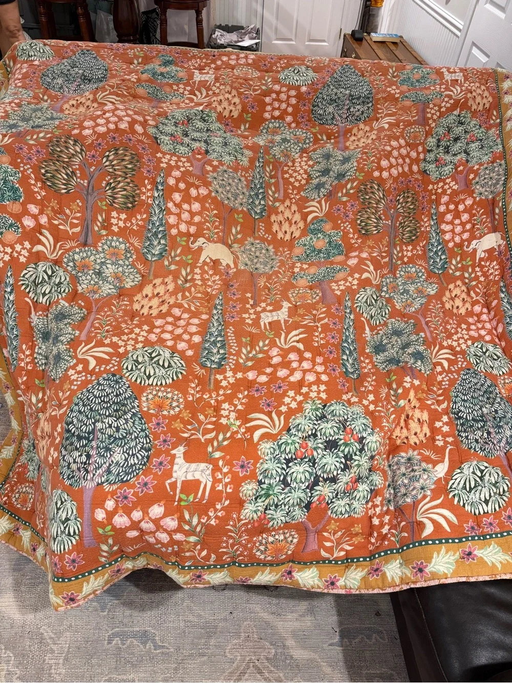 Anthropologie Floral Quilted Comforter With 3 Euro Shana